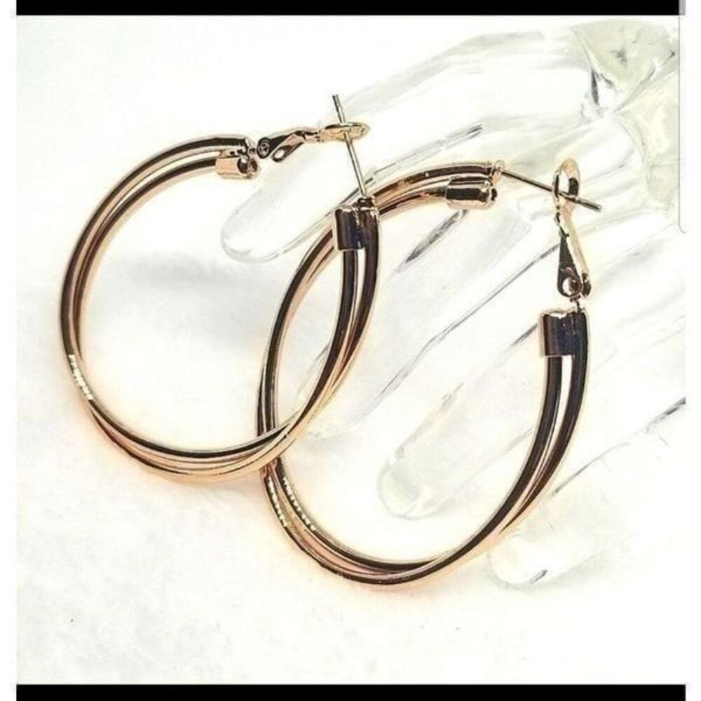 Gold toned layered hoop earrings